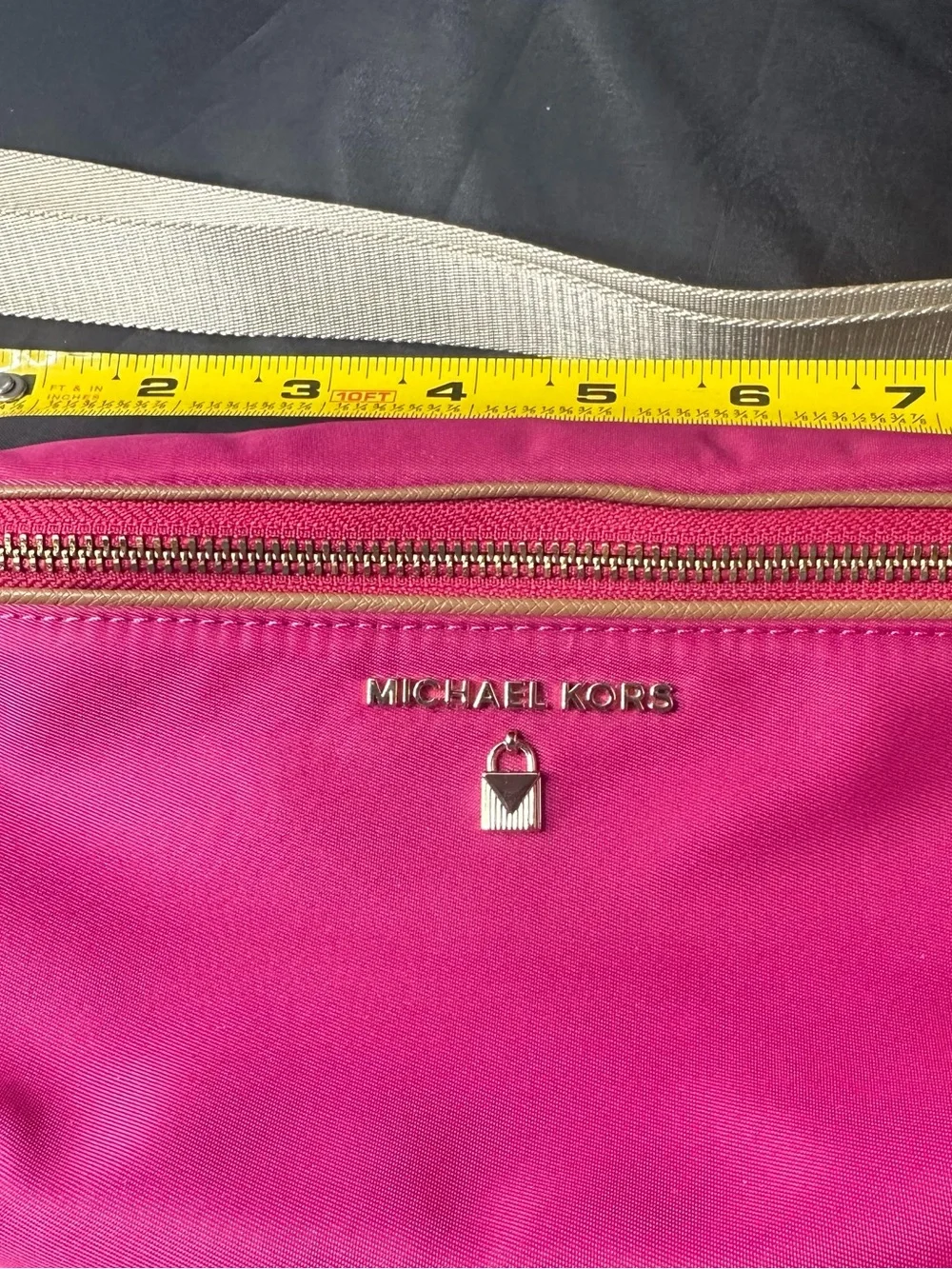 Michael Kors Hot Pink Nylon Belt Bag Fanny Pack Gold Hardware Adjustable Strap
